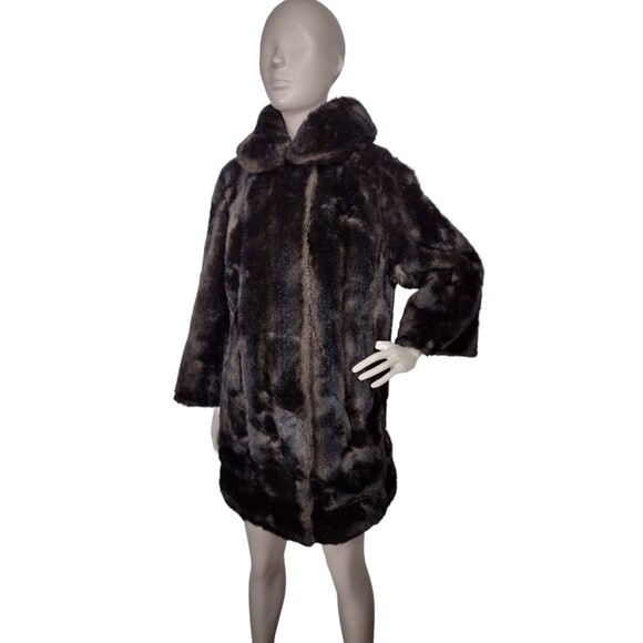 Vintage 50s Tocci Tissavel France Brown Faux Fur Mob Wife Teddy Bear Coat OSFM - Picture 3 of 10